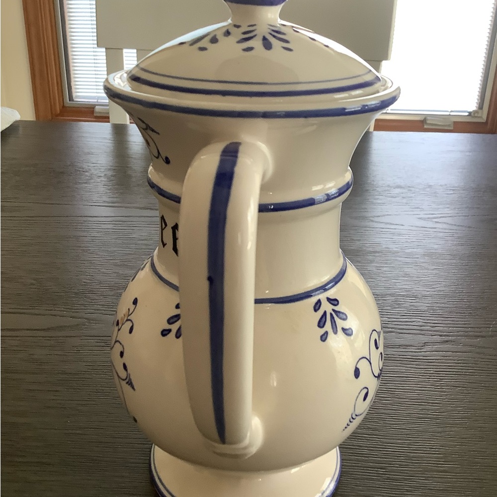Vintage Style Coffee Pot with Blue and Yellow Floral Design - Picture 3 of 6